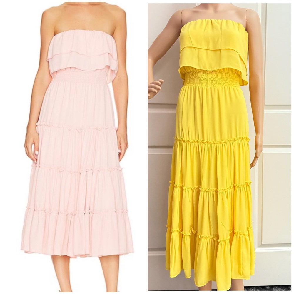 New 1.STATE Strapless Ruffle Tiered Dress